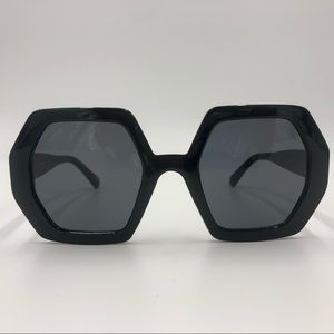 Black Hexagon Sunglasses Oversized